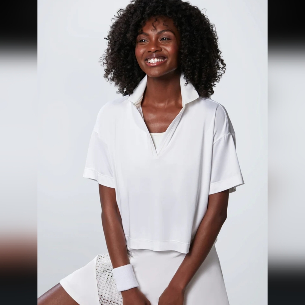 Tuckernuck White Cropped Tennis Polo TNUCK SPORT Size M
